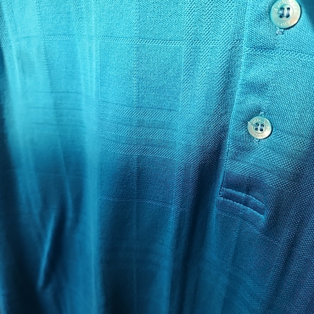 Burberry Ocean Blue Check Long Sleeve Polo Shirt - Picture 3 of 16